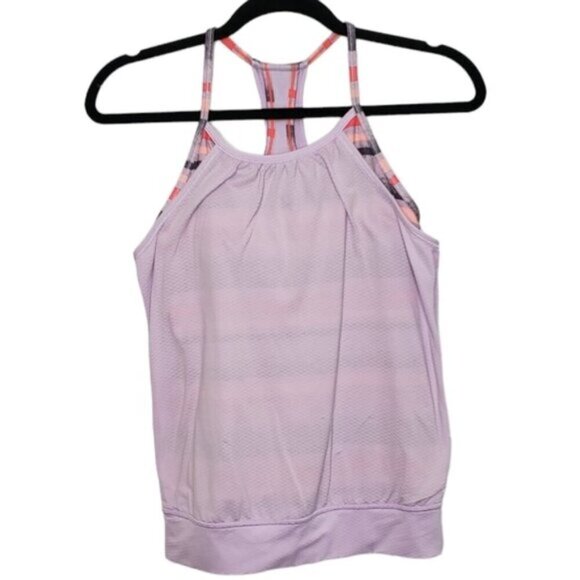 Ivivva Girl's Racerback Tank Workout Top Built in Bra Size 12 Lilac Ligh… - Picture 1 of 14